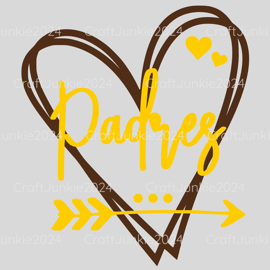 Padres Vinyl Heart Decal, Sticker, Heart, Decal, Vinyl, Cup Decal, Window Decal, Yeti Decal, Tervis Decal, Rtic Decal