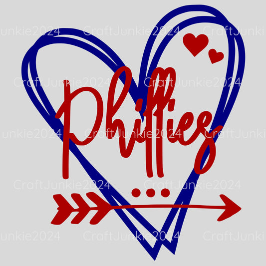 Phillies Vinyl Heart Decal, Sticker, Heart, Decal, Vinyl, Cup Decal, Window Decal, Yeti Decal, Tervis Decal, Rtic Decal