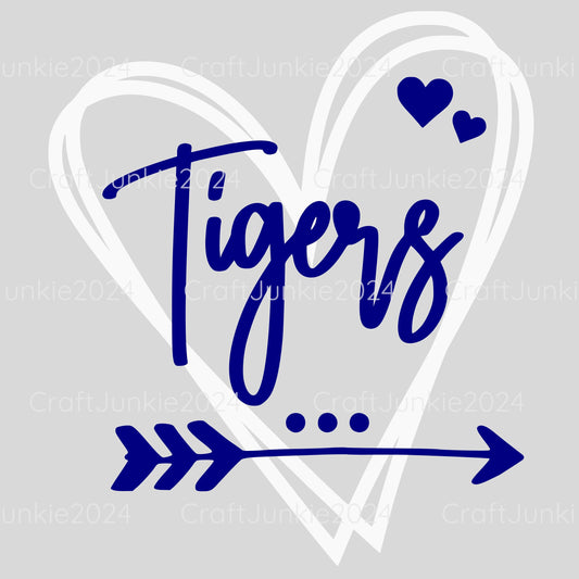 Tigers Vinyl Heart Decal, Sticker, Heart, Decal, Vinyl, Cup Decal, Window Decal, Yeti Decal, Tervis Decal, Rtic Decal