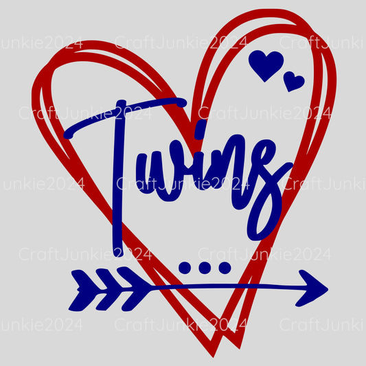 Twins Vinyl Heart Decal, Sticker, Heart, Decal, Vinyl, Cup Decal, Window Decal, Yeti Decal, Tervis Decal, Rtic Decal