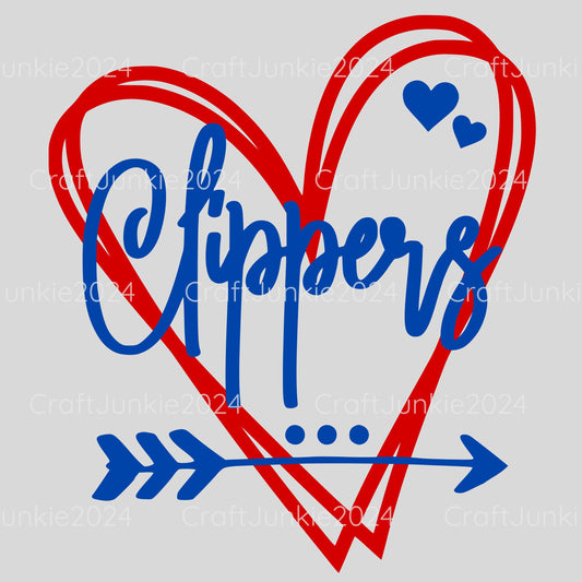 Clippers Vinyl Heart Decal, Sticker, Heart, Decal, Vinyl, Cup Decal, Window Decal, Yeti Decal, Tervis Decal, Rtic Decal