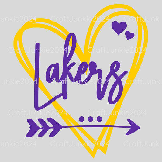 Lakers Vinyl Heart Decal, Sticker, Heart, Decal, Vinyl, Cup Decal, Window Decal, Yeti Decal, Tervis Decal, Rtic Decal