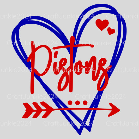 Pistons Vinyl Heart Decal, Sticker, Heart, Decal, Vinyl, Cup Decal, Window Decal, Yeti Decal, Tervis Decal, Rtic Decal