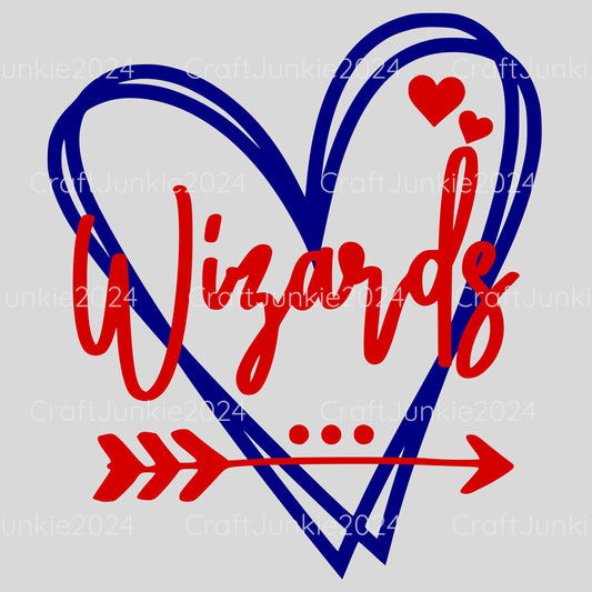 Wizards Vinyl Heart Decal, Sticker, Heart, Decal, Vinyl, Cup Decal, Window Decal, Yeti Decal, Tervis Decal, Rtic Decal