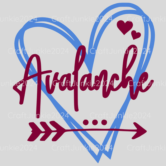 Avalanche Vinyl Heart Decal, Sticker, Heart, Decal, Vinyl, Cup Decal, Window Decal, Yeti Decal, Tervis Decal, Rtic Decal