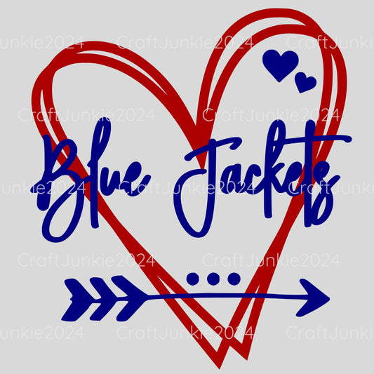 Blue Jackets Vinyl Heart Decal, Sticker, Heart, Decal, Vinyl, Cup Decal, Window Decal, Yeti Decal, Tervis Decal, Rtic Decal