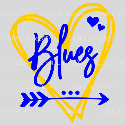 Blues Vinyl Heart Decal, Sticker, Heart, Decal, Vinyl, Cup Decal, Window Decal, Yeti Decal, Tervis Decal, Rtic Decal