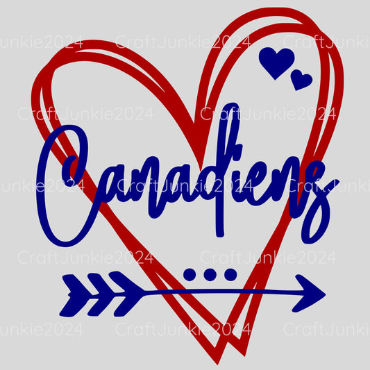 Canadiens Vinyl Heart Decal, Sticker, Heart, Decal, Vinyl, Cup Decal, Window Decal, Yeti Decal, Tervis Decal, Rtic Decal