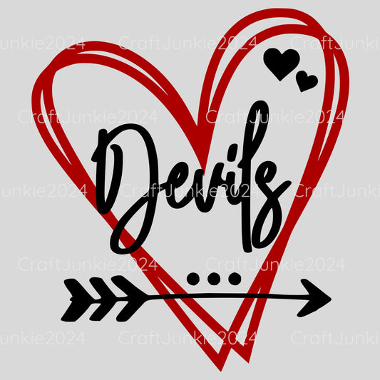 Devils Vinyl Heart Decal, Sticker, Heart, Decal, Vinyl, Cup Decal, Window Decal, Yeti Decal, Tervis Decal, Rtic Decal