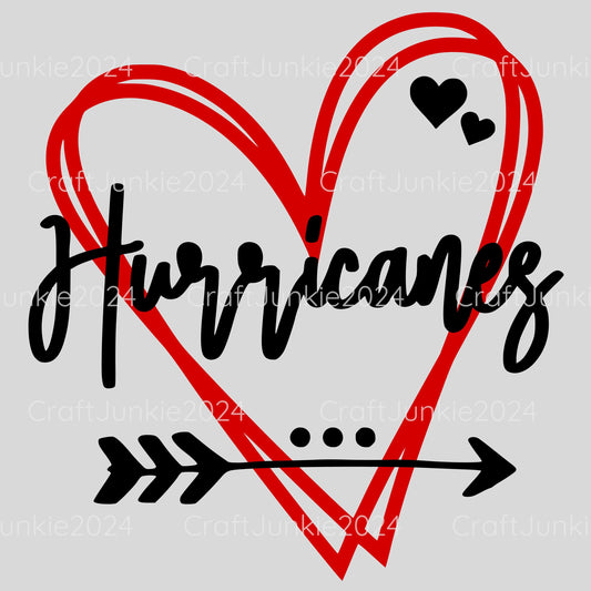 Hurricanes Vinyl Heart Decal, Sticker, Heart, Decal, Vinyl, Cup Decal, Window Decal, Yeti Decal, Tervis Decal, Rtic Decal