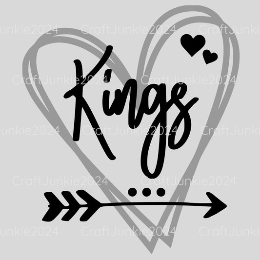 Kings Vinyl Heart Decal, Sticker, Heart, Decal, Vinyl, Cup Decal, Window Decal, Yeti Decal, Tervis Decal, Rtic Decal