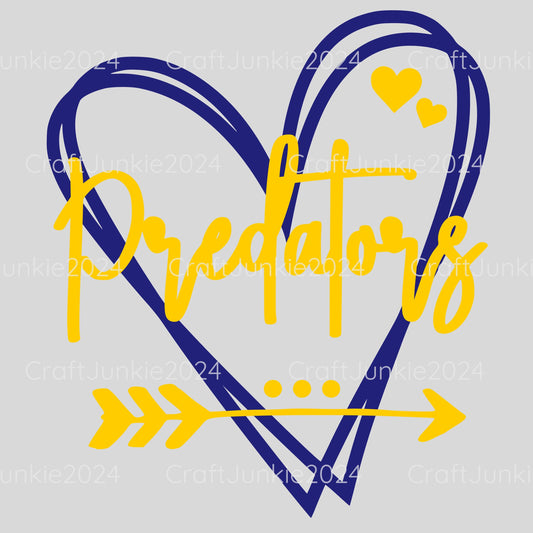 Predators Vinyl Heart Decal, Sticker, Heart, Decal, Vinyl, Cup Decal, Window Decal, Yeti Decal, Tervis Decal, Rtic Decal