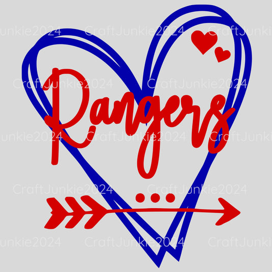 Rangers Vinyl Heart Decal, Sticker, Heart, Decal, Vinyl, Cup Decal, Window Decal, Yeti Decal, Tervis Decal, Rtic Decal