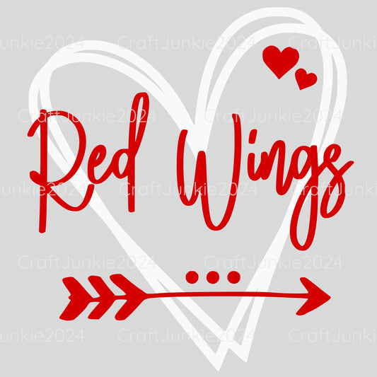 Red Wings Vinyl Heart Decal, Sticker, Heart, Decal, Vinyl, Cup Decal, Window Decal, Yeti Decal, Tervis Decal, Rtic Decal